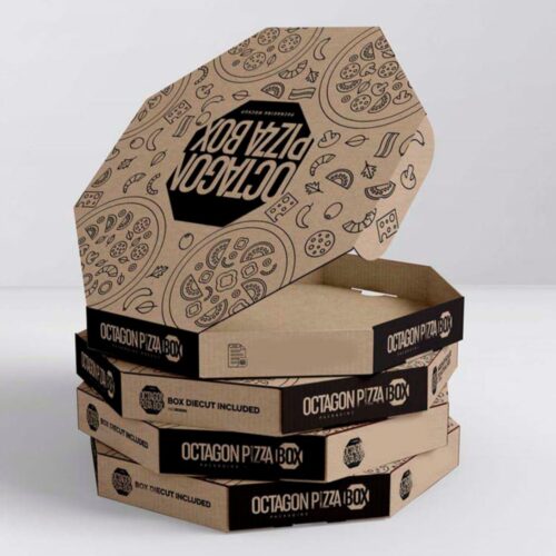 CAJA DE PIZZA MICROC REFORZADAS 32X32X4 CM X 100 U OCTOGONAL PERZONALIZADA 1 COLOR (10)