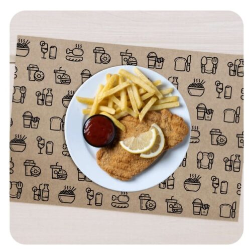 PAPEL INDIVIDUAL DIBUJO FAST FOOD 22,5X37 CM BULTO X 1000 UNIDADES (10)